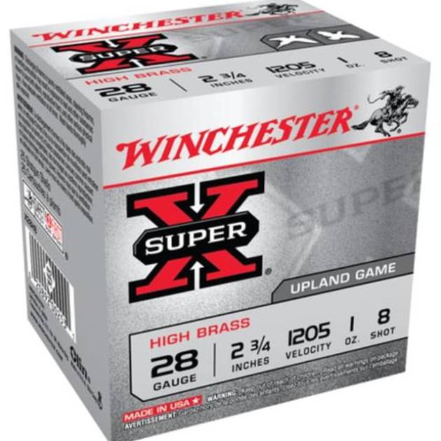 Winchester Super-X High Brass 28 Ga, 2.75", 1oz, 8 Shot, 25rd/Box