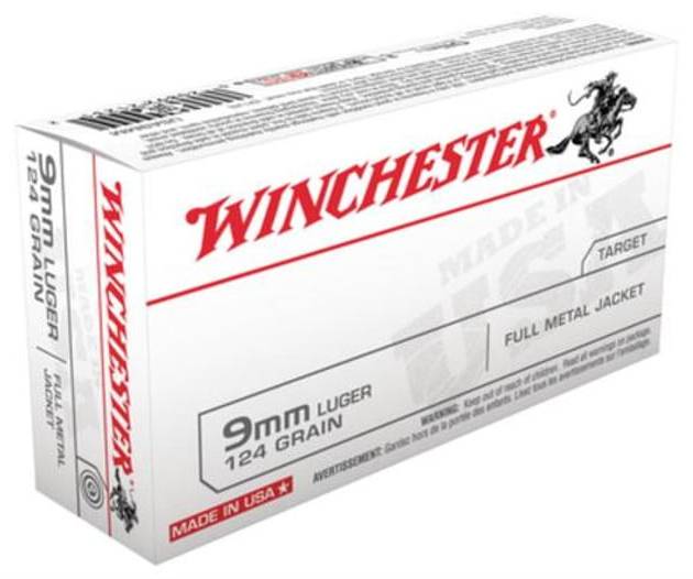 Winchester USA 9mm 124 Gr, FMJ, 50rd Box