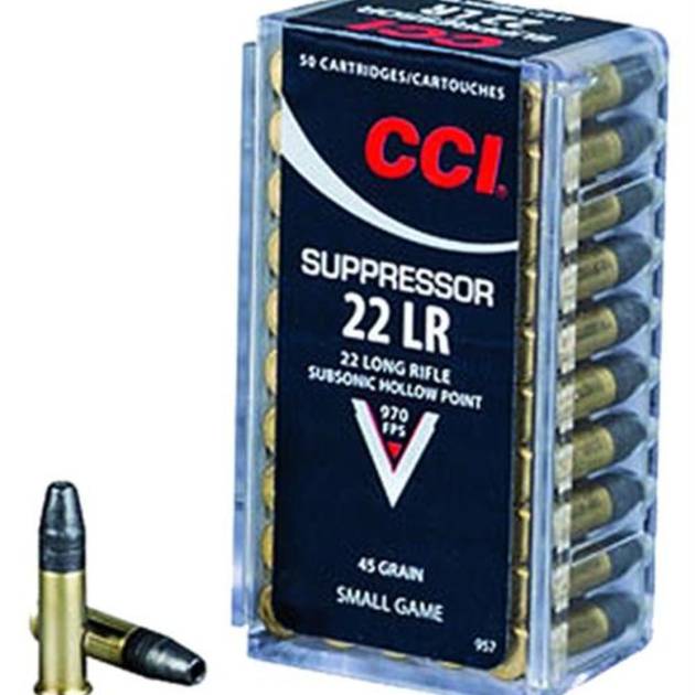 CCI 22LR Suppressor 22 LR 45gr, Lead Hollow Point, 50rd Box