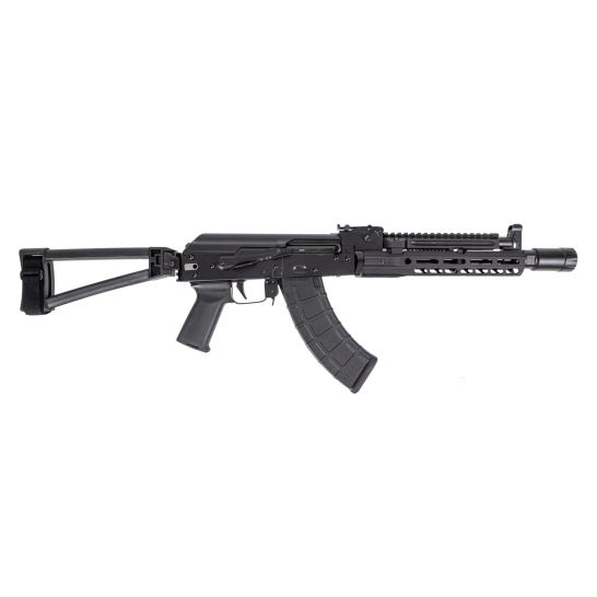 PSA AK-104 Triangle Side Folding Pistol with Triangle Brace, PSA-SLR SOLO 9.45" Rail, ALG Trigger, and Linear Comp