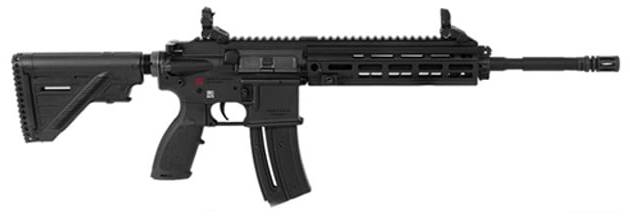 HK 416 22 LR, 16.1" Threaded Barrel, 1/2x28, Black, M-Lok RIS Rail, Front/Rear Flip Sights, 20rd