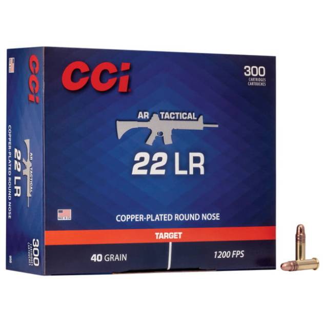 CCI 22LR 40gr, Copper Plated Round Nose, AR Tactical, 1200 FPS 300rd/Box
